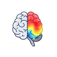 Brain Activity Map with AI and Colorful Gradient Illustration