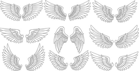Sketch angel wings logo for minimalist and elegant design