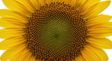 Obraz premium Yellow Sunflower Head Macro Close Up Isolated on Transparent Background