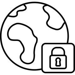 Obraz premium Lock Globe Outline Icon