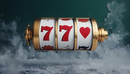 3d gold slot machine with red 777 in casino vibes on the snow