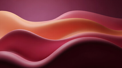 Dynamic abstract background featuring smooth, flowing waves in shades of coral, deep red, and soft pink, evoking a sense of calm motion and modern elegance