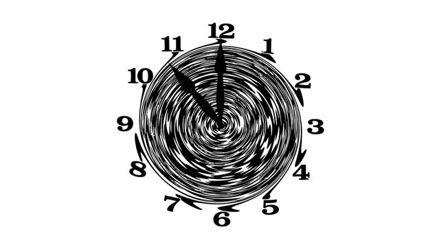 Abstract swirling clock face with numbers