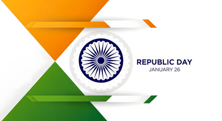 Republic day india celebration with geometric shapes and flag emblem