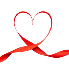 Red ribbon forming a heart isolated on transparent background