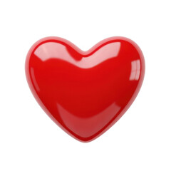 A glossy red heart isolated on transparent background
