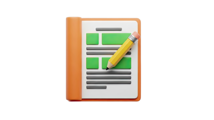 3D Icon of a Clipboard with Pencil