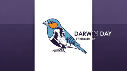 Blue Bird Illustration for Darwin Day on February 12