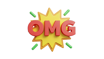 3D OMG Speech Bubble with Green Rods