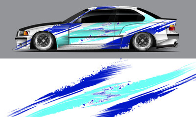 Rally car graphic livery design vector. Graphic abstract stripe racing background designs for wrap cargo van, race car, pickup truck