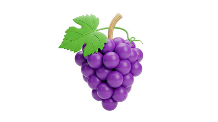 3D Render of a Bunch of Purple Grapes with Leaf