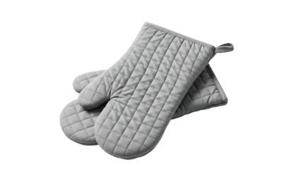 Oven mitt in light gray with quilted pattern