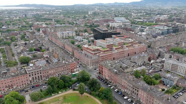 Aerial view of Dunblin city, Ireland.