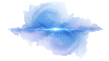 Abstract blue and white artwork with glowing line