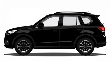 Fototapeta premium Black SUV side view vector silhouette, isolated on a transparent background for graphic design, automotive concepts, transport, and travel.