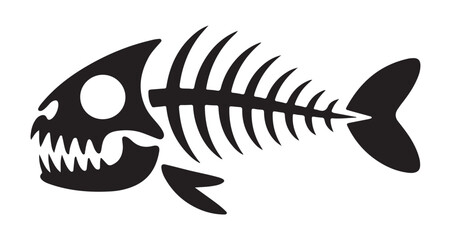 Aggressive fish skeleton icon featuring sharp teeth and pronounced dorsal fin representing predatory animal remains