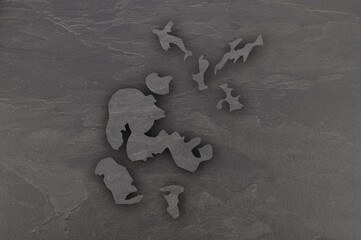 Karte von Orkney auf dunklem Schiefer