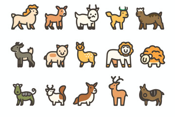 Obraz premium Hand draw doodle animals set isolated illustration