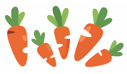 Cute stylized carrots vector set for healthy food branding and kids design