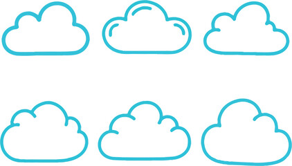 Fototapeta premium Set of Six Simple Cloud Icons for Design and Illustration
