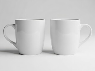 Obraz premium Two white mugs isolated on white background