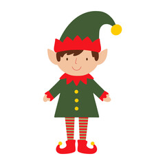 Christmas elf cartoon character illustration on white background
