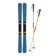 Blue skis and poles representing winter sport equipment