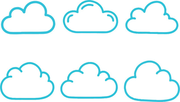 Set of Six Simple Cloud Icons for Design and Illustration
