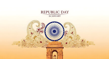 India republic day celebration with ashoka pillar and floral decorations