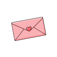 Pink Envelope with Heart Seal - Love Letter, Valentine's Day, Romantic Message