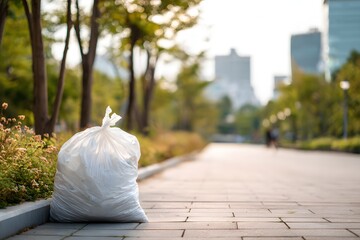 Collected Litter in City Park After Cleanup