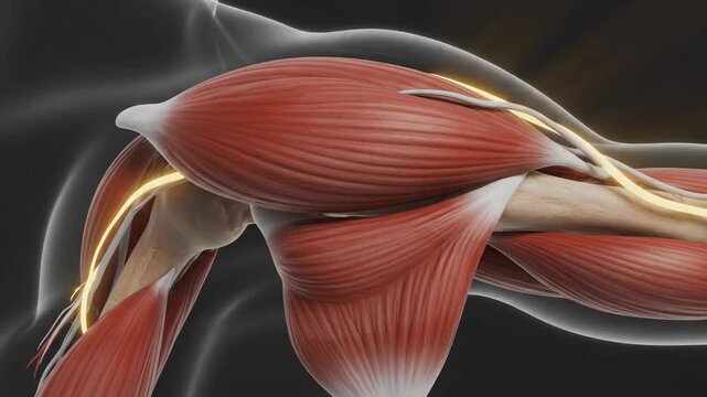 3D Animation of Triceps Brachii Lateral Head and Shoulder Anatomy