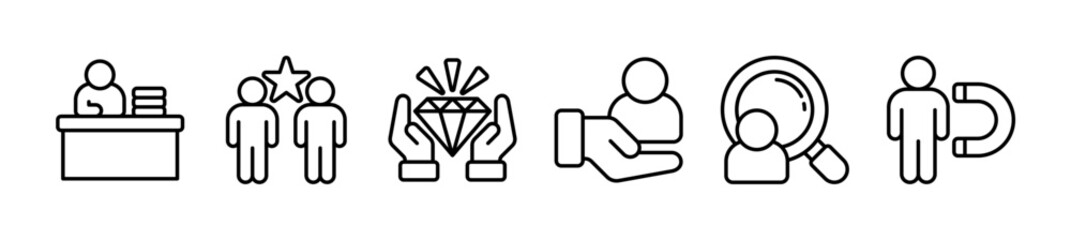 Corporate branding web banner icon vector illustration concept with salary increase, reputation, value proposition, retention, recruitment and attraction icons.
