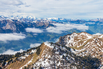 Beautiful view from Stockhorn mountain in Bernese Oberland, Switzerland