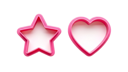 Pink cookie cutters in heart and star shapes