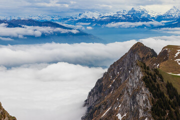 Beautiful view from Stockhorn mountain in Bernese Oberland, Switzerland