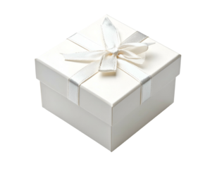 Elegant white gift box with satin ribbon and bow