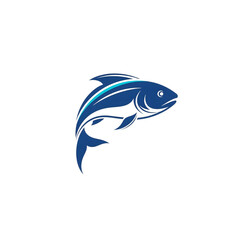 Blue Fish Silhouette with Aqua Stripe aquatic marine isolated on a transparent background