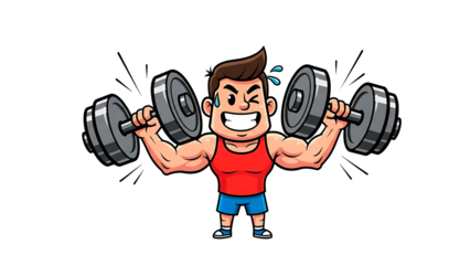 Strong Bodybuilder Character Exercising: Fitness and Gym Mascot.