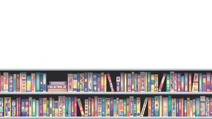 Bookshelf filled with various colorful books, a symbol of knowledge and education.