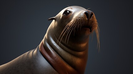 Obraz premium Neatly Attired Seal in a Dark Studio, Conveying Surreal Corporate Dignity