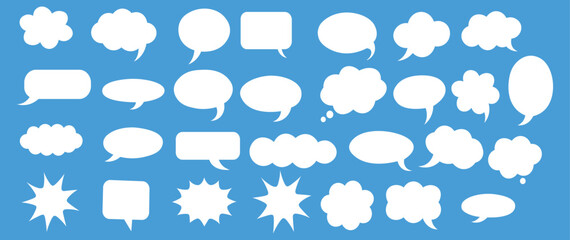 Speech Bubble Icons Set &ndash; Comic Chat Bubbles, Dialogue Clouds, Talk Shapes, Blank Text Frames, Vector Collection
