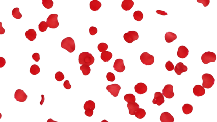 Red confetti falling on white background