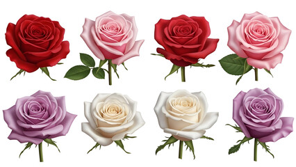 Beautiful roses in different colors and shades