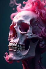 Smoky tendrils caress a bleached skull's surface , old, skull, fog