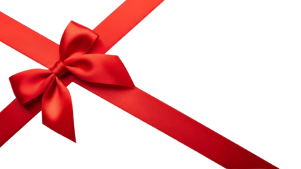 Beautiful red ribbon and bow on white background