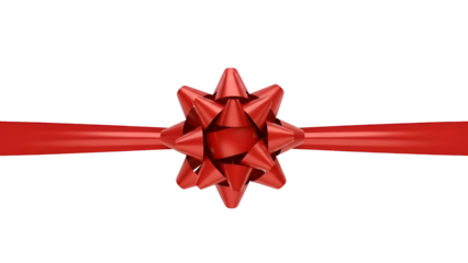 Beautiful red ribbon with bow on white background