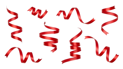 Collection of red ribbons for decoration and gift wrapping