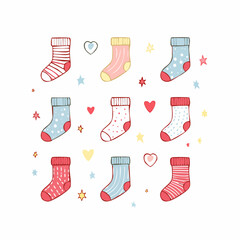 A cozy set of pastel socks icons