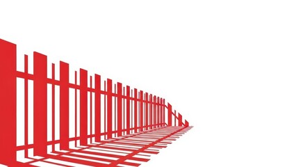 Obraz premium Red Fence Shadow on White Background Minimalist Design.